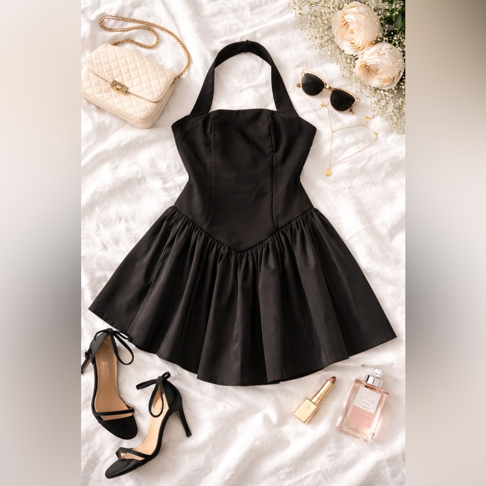En Saison Black Classy Halter Strap Dress NWT Size M